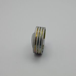 Unisex Stainless Steel Alloy Gold Strip Ring Band Size 19 U.S Size 9.5